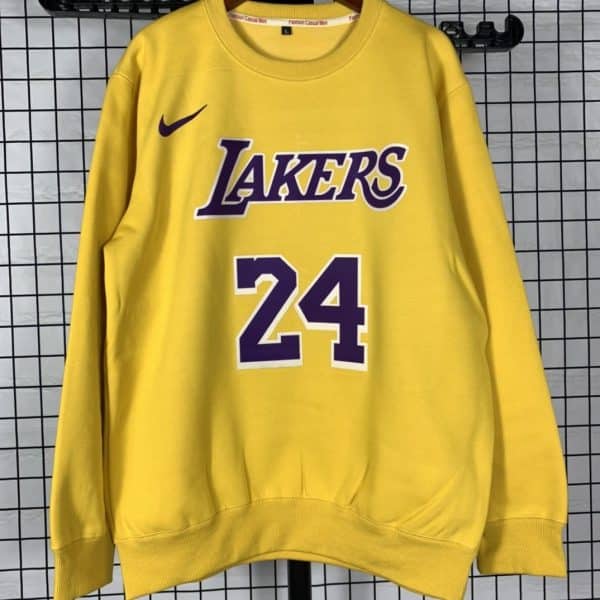 NBA Lakers 24 Kobe Yellow Fleece Sweater Long Sleeve