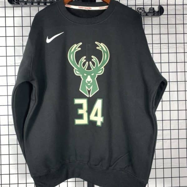 NBA Bucks 34 letter brother black fleece sweater