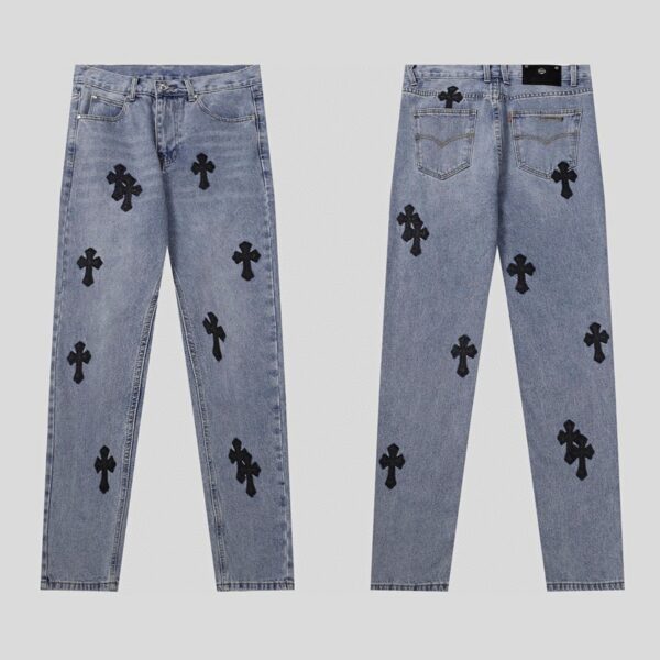 Chrome Hearts Denim Jeans – Black Crosses Design