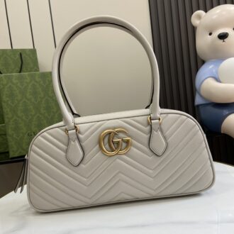 Gucci GG MARMONT medium handbag. weight: about 21 ounces. Model:795218. Dimensions: 35.5W x 16.5H x 7cmD. Color: Light Grey/Original Leather.