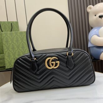 Gucci GG MARMONT medium handbag. weight: about 21 ounces. Model:795218. Dimensions: 35.5W x 16.5H x 7cmD. Color: Black/Original Leather.