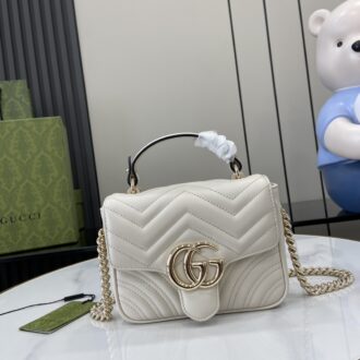 Gucci Marmont series mini handbag Model:811238. Size:17✖️13✖️6cm. Color: White/Imported original leather.