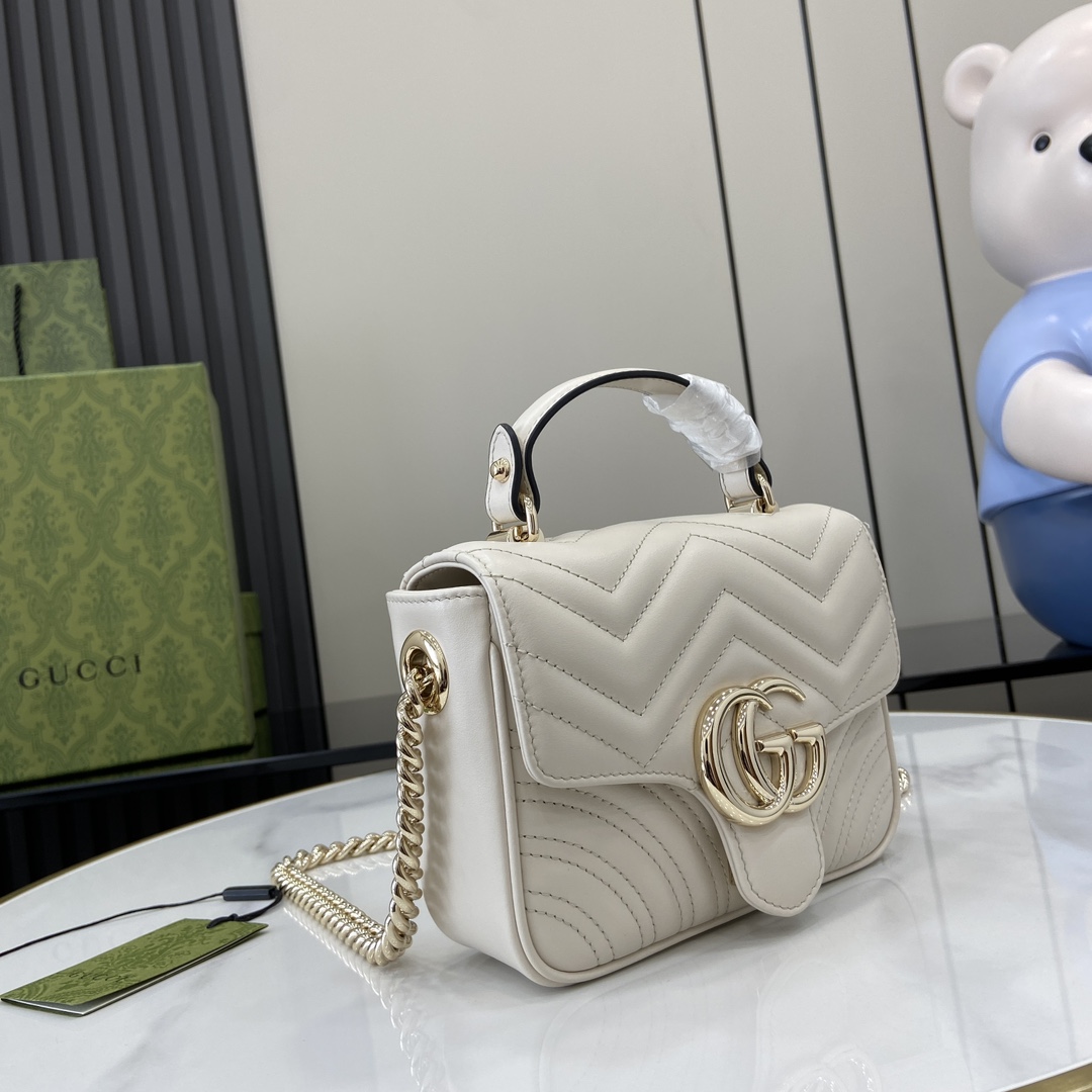 Gucci Marmont series mini handbag Model:811238. Size:17✖️13✖️6cm. Color: White/Imported original leather. - Image 9