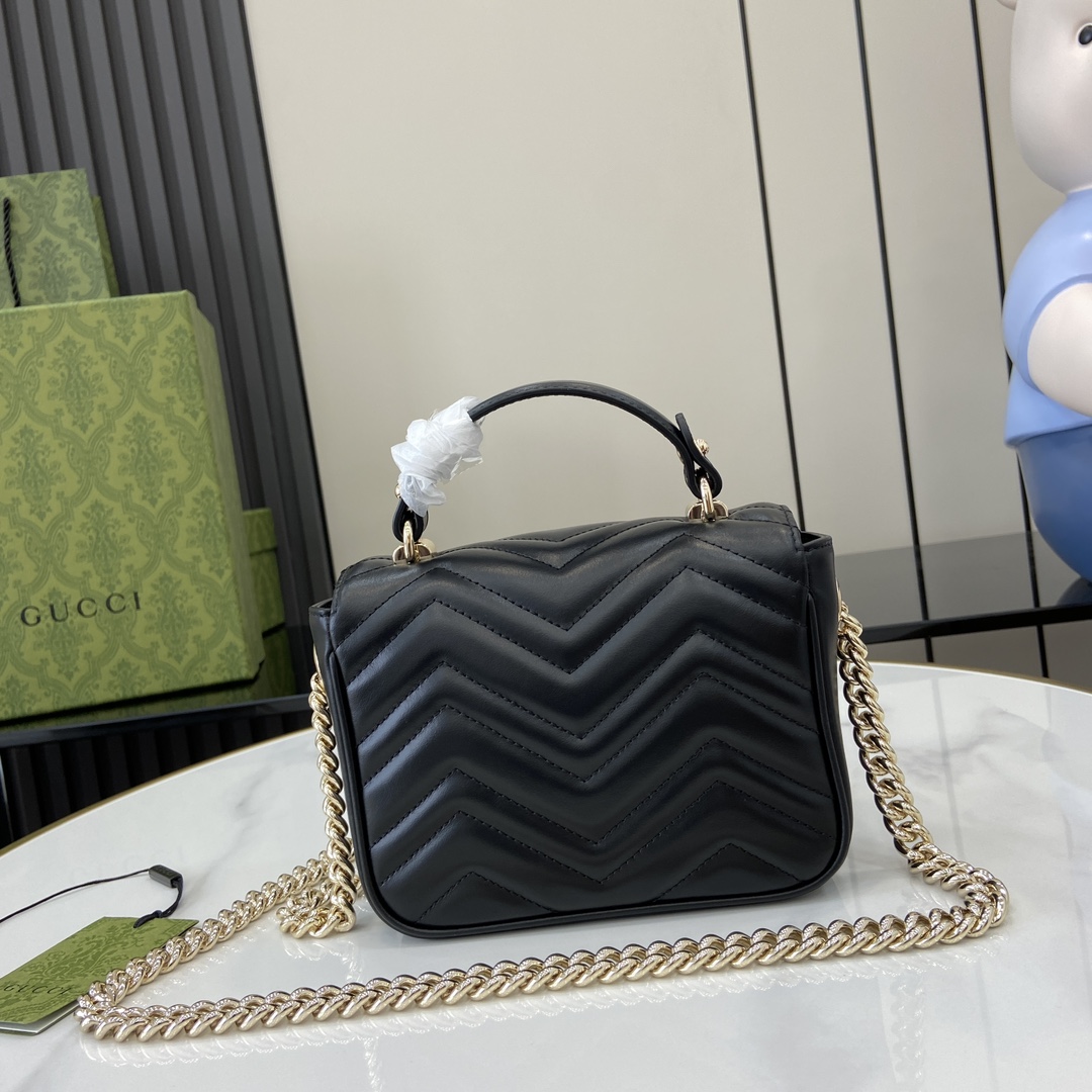Gucci Marmont series mini handbag Model:811238. Size:17✖️13✖️6cm. Color: Black/Imported original leather. - Image 8