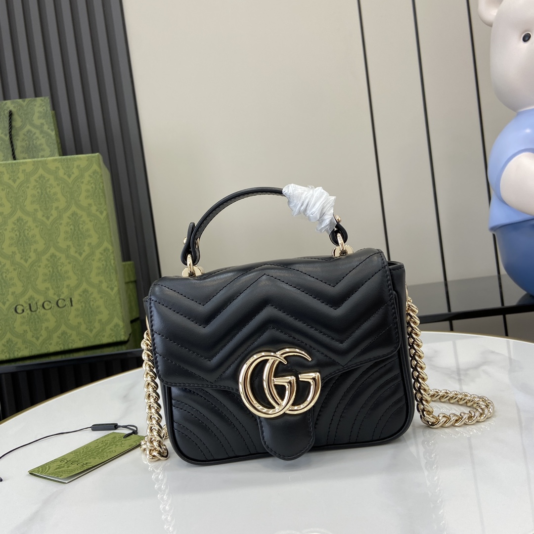 Gucci Marmont series mini handbag Model:811238. Size:17✖️13✖️6cm. Color: Black/Imported original leather.