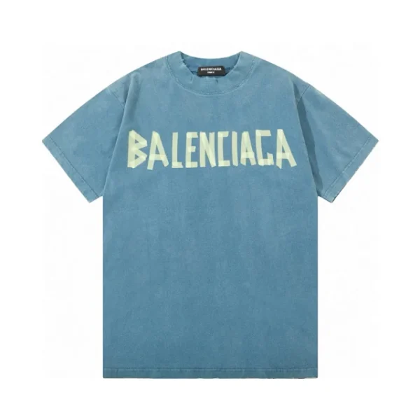 Balenciaga Men's Blue Tape Type T-shirt