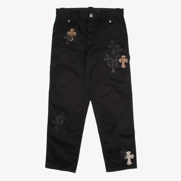 Chrome Hearts Cheetah Cross Patch Double Knee Carpenter Pants