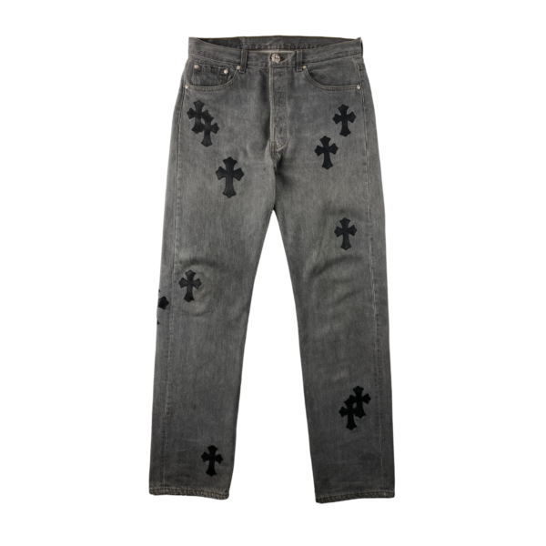 Chrome Hearts Pants Grey Big Cross Jeans