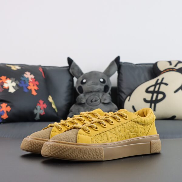 STONE ISLAND x DIOR B33 capsule series round toe lace-up sneakers yellow