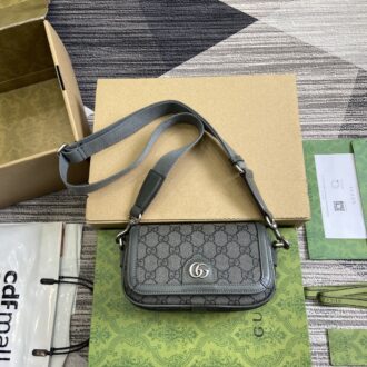 Gucci GG Ophidia series super mini shoulder bag Selected bags such as mini crossbody Model number:795466. Size: 18.5✖️10✖️5.5cm. Color: Grey PVC.