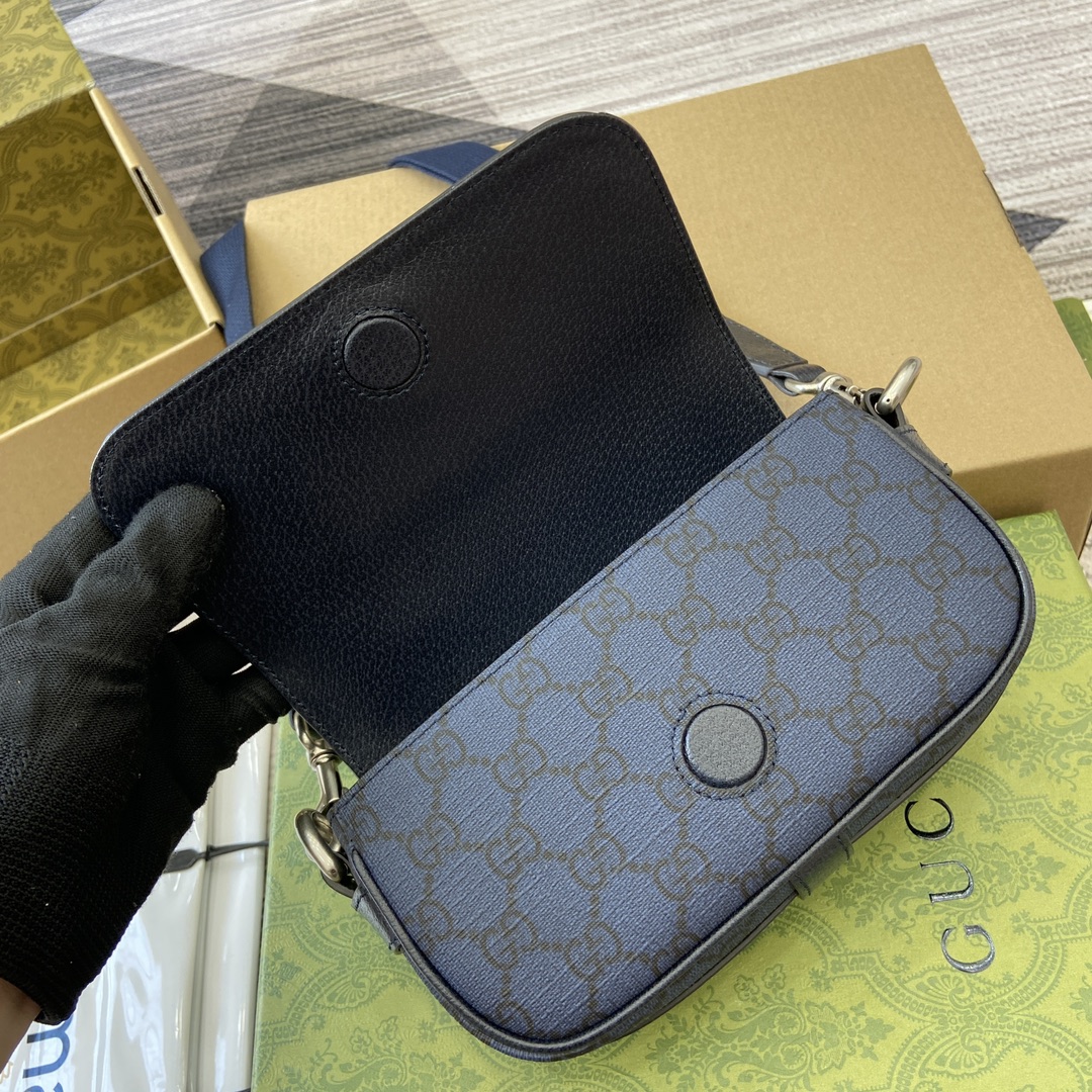 Gucci GG Ophidia series super mini shoulder bag Selected bags such as mini crossbody Model number:795466. Size: 18.5✖️10✖️5.5cm. Color: blue pvc - Image 4
