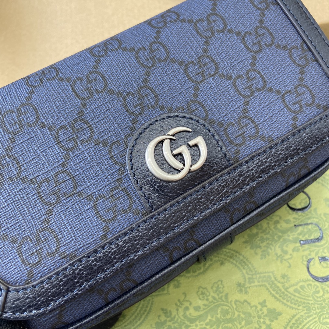 Gucci GG Ophidia series super mini shoulder bag Selected bags such as mini crossbody Model number:795466. Size: 18.5✖️10✖️5.5cm. Color: blue pvc - Image 6