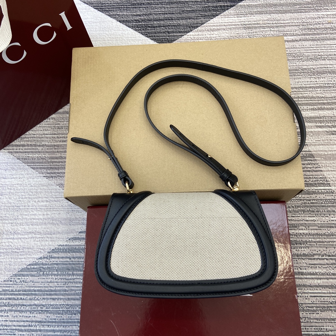 Gucci Blondie series handbags are decorated with the classic logo of the brand series that debuted in the early 1970s. Model:815700. Size: 21.5 (length) x 11 (height) x 8cm (thickness) Color: Black/Canvas. - Image 12