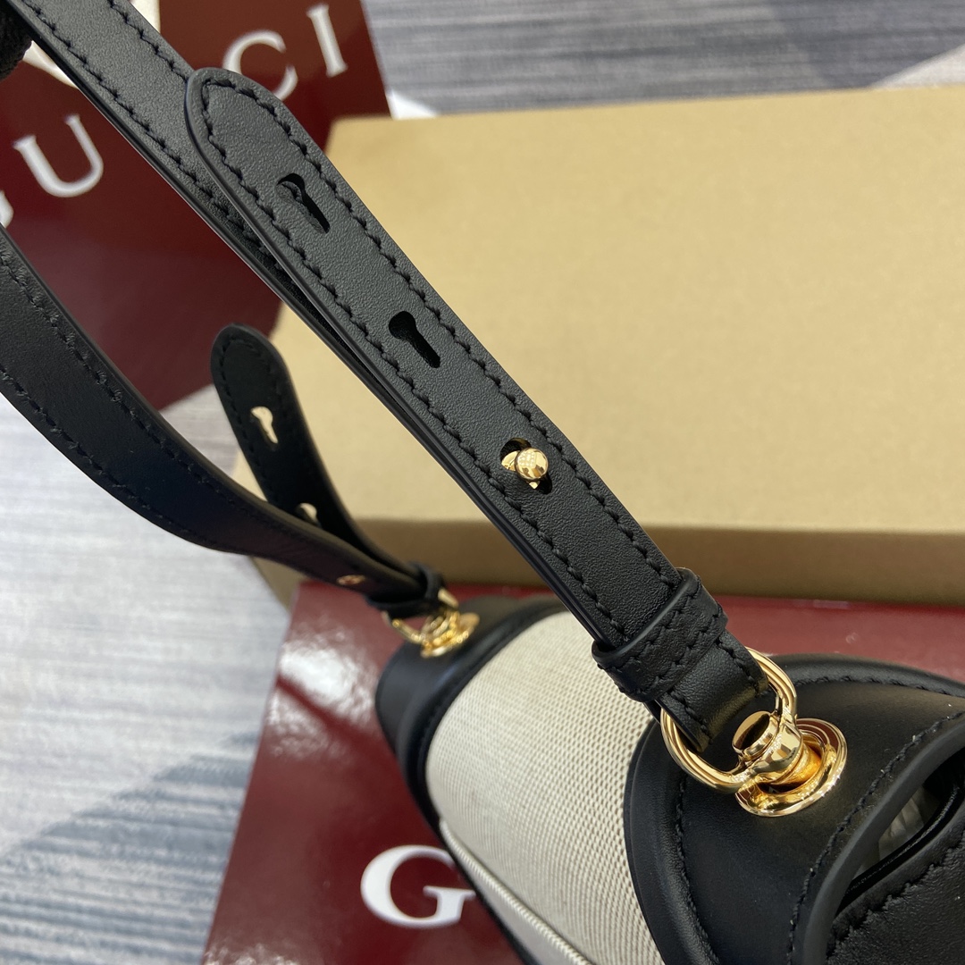 Gucci Blondie series handbags are decorated with the classic logo of the brand series that debuted in the early 1970s. Model:815700. Size: 21.5 (length) x 11 (height) x 8cm (thickness) Color: Black/Canvas. - Image 8