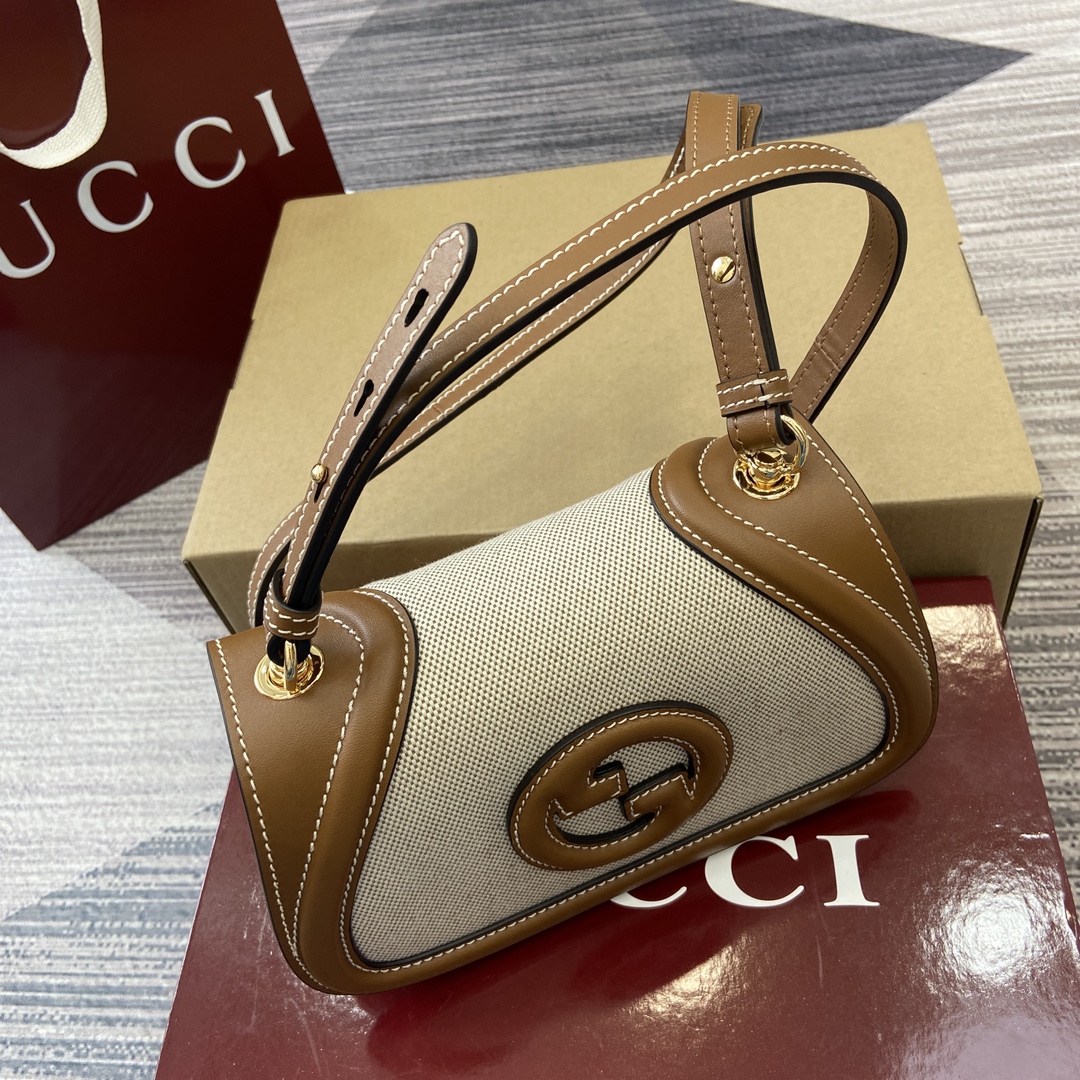 Gucci Blondie series handbags are decorated with the classic logo of the brand series that debuted in the early 1970s. Model:815700. Size: 21.5 (length) x 11 (height) x 8cm (thickness) Color: Brown/Canvas. - Image 6