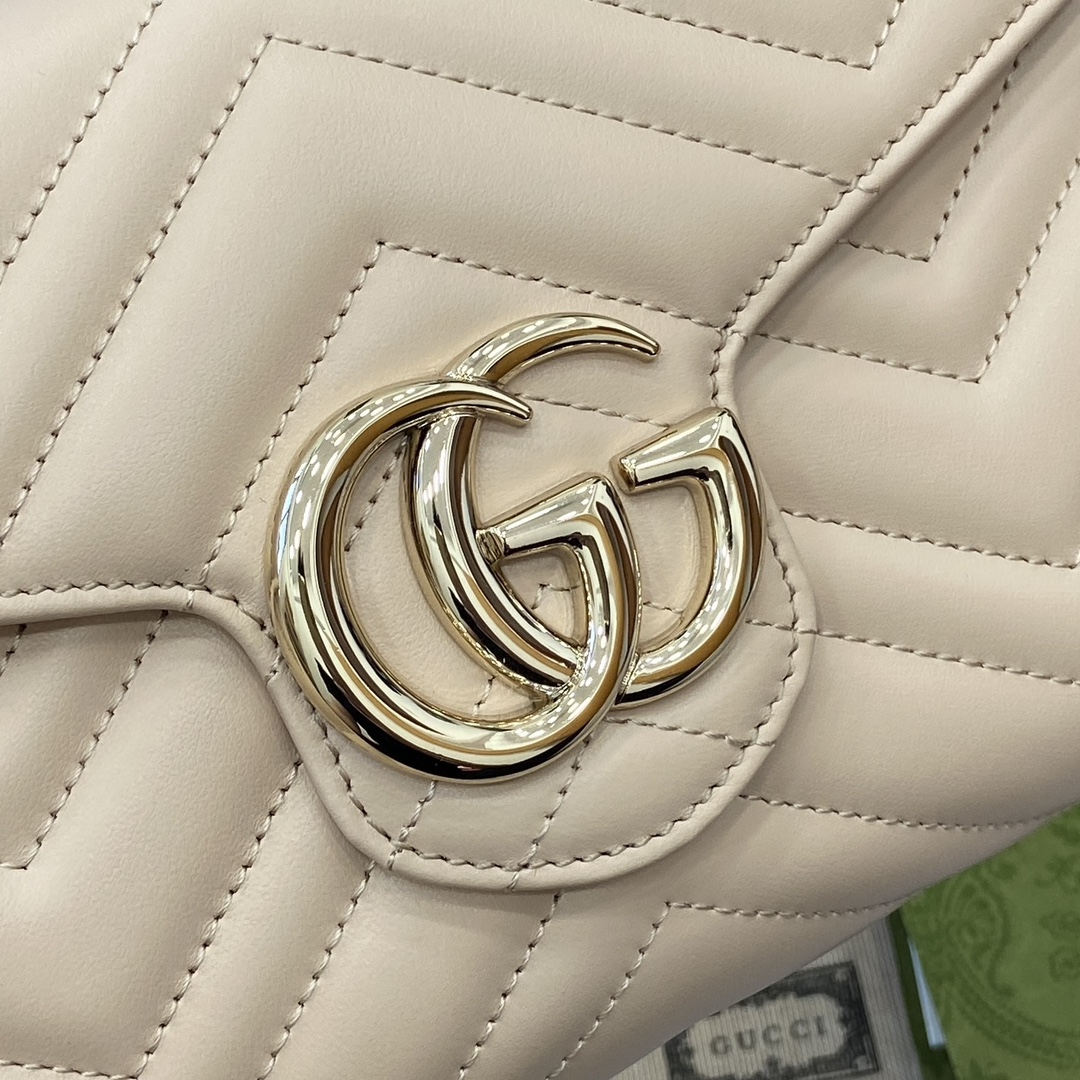 Gucci GG Marmont series quilted mini handbag Model number:474575. Size: 20 (W) x 13 (H) x 6cm (D) Color: New Light Pink/Original Leather. - Image 8