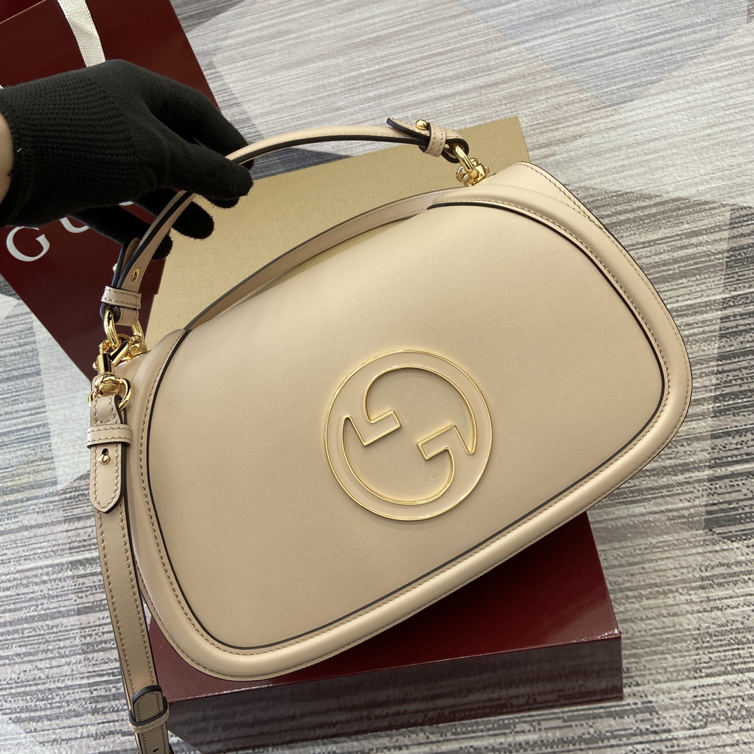 Gucci Blondie series handbags are decorated with the brand's classic logo that debuted in the early 1970s Model:815719. Size: 32 (length) x 17 (height) x 10cm (thickness) Color: New light pink original leather. - Image 7