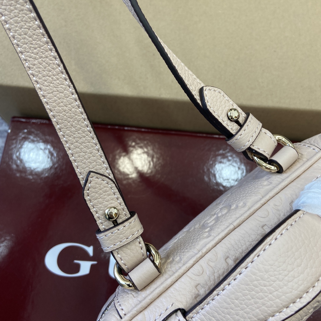 Gucci GG Emblem series super mini handbag Model number: 815949. Size: 20 (W) x 12 (H) x 5cm (D) Color: Pink Embossed Leather/Original Leather. - Image 8