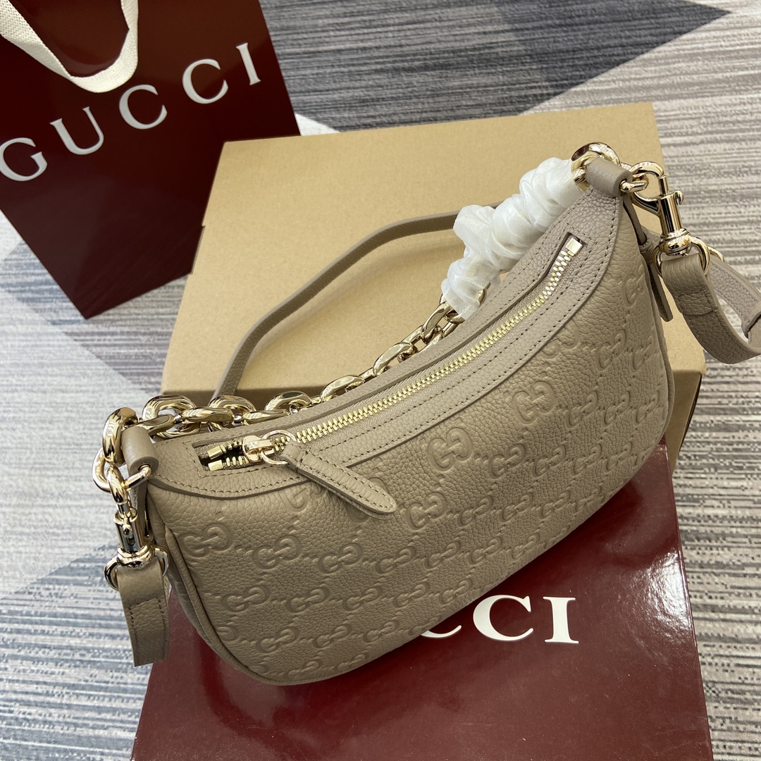 Gucci GG Emblem series small shoulder bag Model:815263. Size: 29 (length) x 17 (width) x 10cm (thickness) Color: Grey pressed full leather/original leather. - Image 9