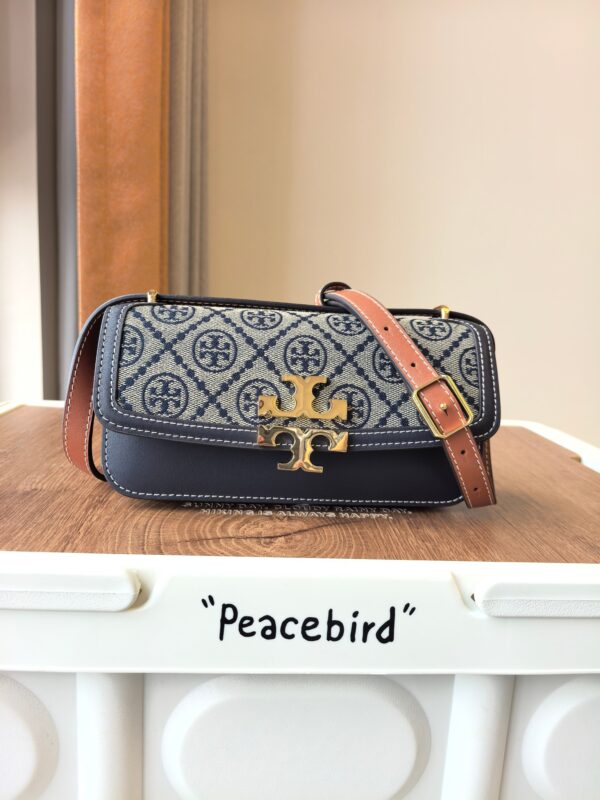 TORY BURCH ELEANOR  204 Eleanor baguette The popular blue old flower color Size: 20.5*10.9*5.5cm