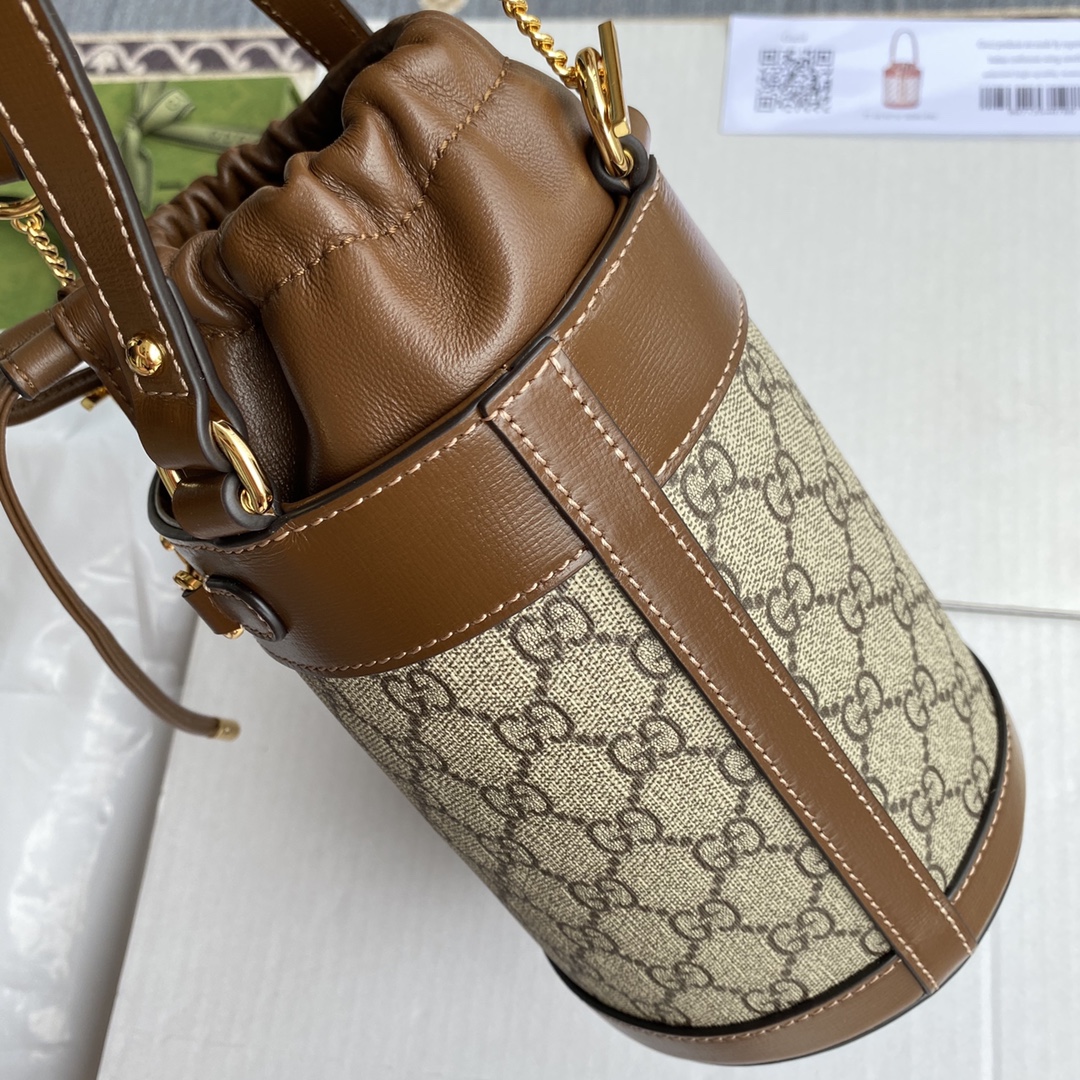 Gucci Horsebit Handbag Bucket Bag‼ This year's GG has no fancy patterns! It comes with an extremely retro style! Model: 637115 Size: 19×14×14cm. - Image 7