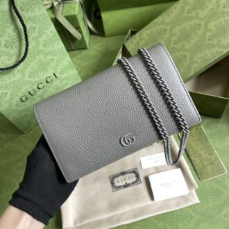 Gucci GG Marmont series Model:497985. Size: 20*12.5*4cm. Color: Grey/Full Leather.