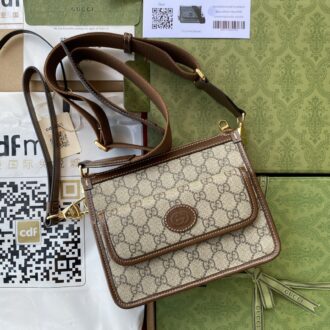 Gucci meo vintage, the crossbody bag Style number:674164. Size: 21*16.5*8cm. Color: brown/pvc.