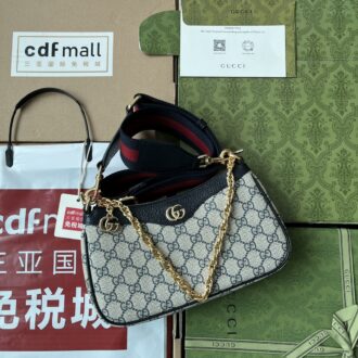 Gucci Small Ophidia shoulder bag Model:735132. Dimensions: 25 (W) x 15.5 (H) x 6cm (D) Color: blue/pvc.