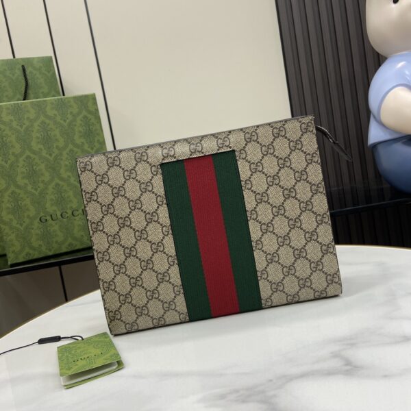 Gucci clutch with decorative strap Model:475316. Size:26✖️20✖️6cm. Color: brown/pvc.