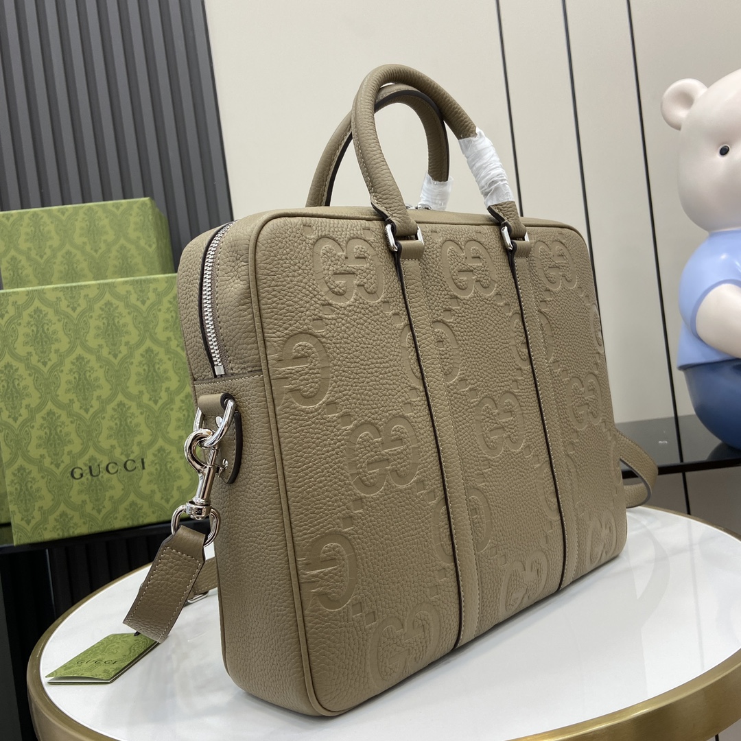 Gucci Super Double G briefcase Model:792264. Dimensions: 36.5 (W) x 29 (H) x 8 cm (D) Color: Grey/embossed G original leather. Weight: Approx. 1.5 kg - Image 9
