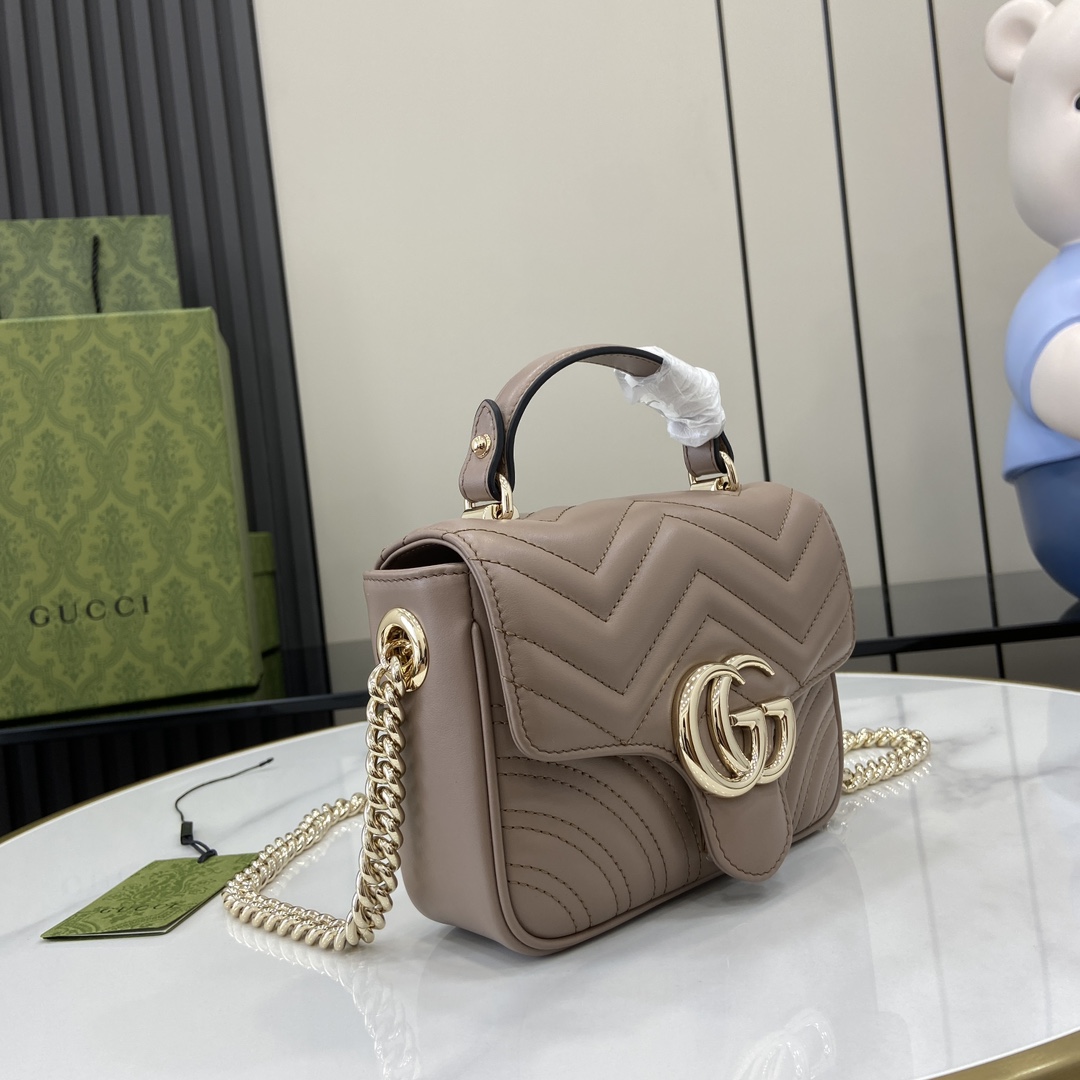 Gucci Marmont series mini handbag Model:811238. Size:17✖️13✖️6cm. Color: milk tea color/imported original leather. - Image 9