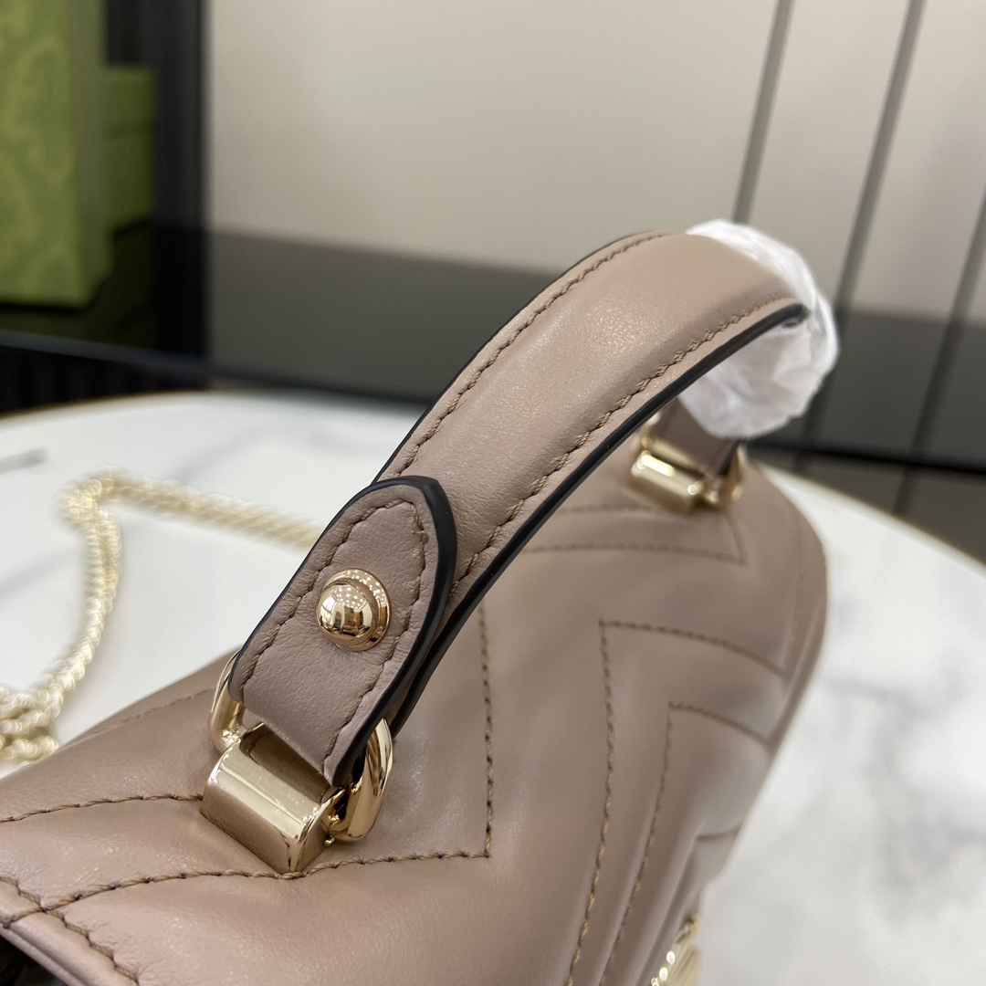 Gucci Marmont series mini handbag Model:811238. Size:17✖️13✖️6cm. Color: milk tea color/imported original leather. - Image 5