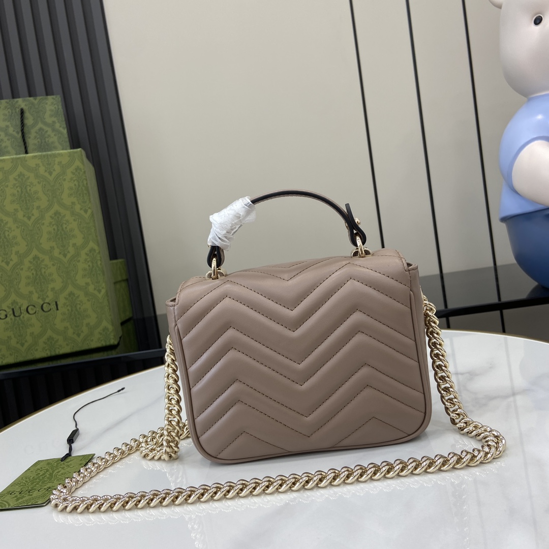 Gucci Marmont series mini handbag Model:811238. Size:17✖️13✖️6cm. Color: milk tea color/imported original leather. - Image 8