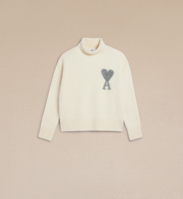 Ami de Coeur Sweater Turtle neck sweater in hairy alpaca knit Women