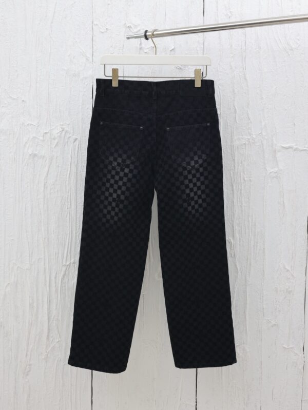 Louis 25 new all over checkerboard washed distressed denim trousers