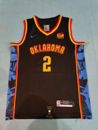 NBA Thunder 25th Season #2 SGA "Pressure Mountain" City Edition Retro Jersey SW Fan Version