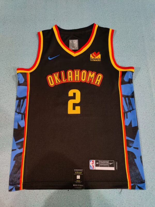 NBA Thunder 25th Season #2 SGA "Pressure Mountain" City Edition Retro Jersey SW Fan Version