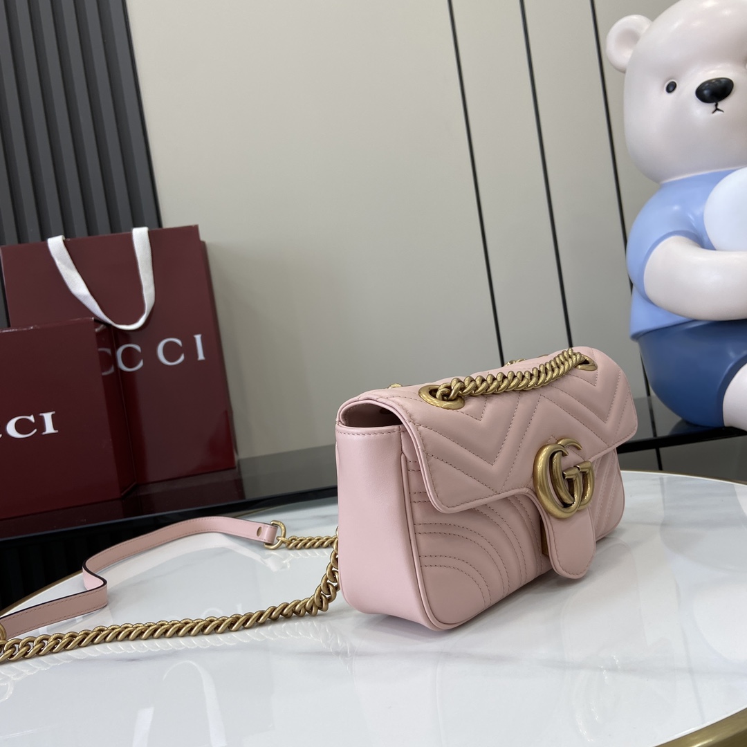 Gucci about 0.6 kg. Model number:446744. Dimensions: 22 (W) x 13 (H) x 6cm (D) Color: Light pink full leather/premium original leather. Italian creation Model height 177 cm - Image 11