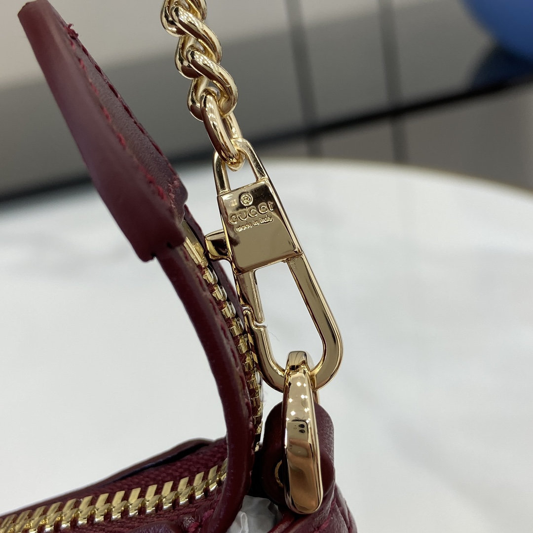 Gucci GG Emblem series mini shoulder bag Model:818763. Size: 19 (W) x 10 (H) x 3.5cm (D) Color: brown gum red leather cat/original leather. - Image 3