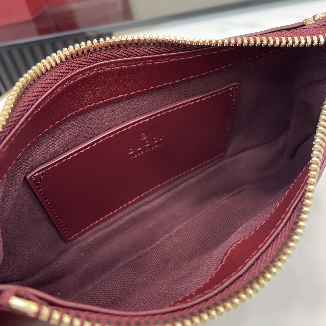 Gucci GG Emblem series mini shoulder bag Model:818763. Size: 19 (W) x 10 (H) x 3.5cm (D) Color: brown gum red leather cat/original leather. - Image 6