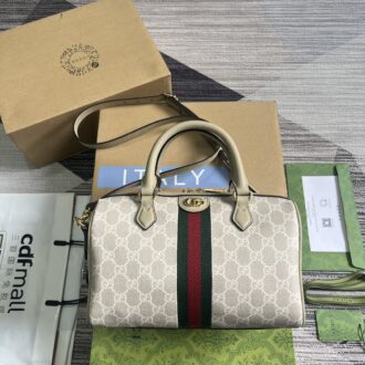 Gucci Ophidia series mini handbag Model:772061. Size: 17.5 (length) x 26.5 (width) x 14cm (thickness) Color: Oatmeal/PVC