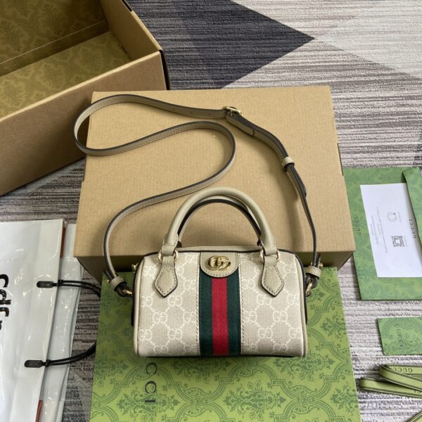 Gucci Ophidia series mini handbag Model:781490. Size: 16.5 (length) x 10 (width) x 9cm (thickness) Color: oatmeal/pvc.