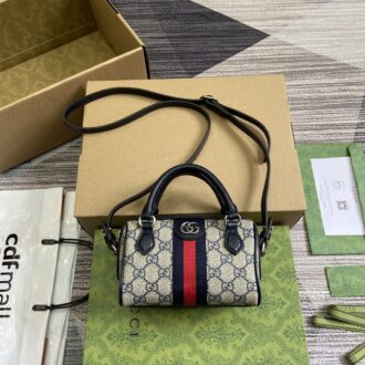 Gucci Ophidia series mini handbag Model:781490. Size: 16.5 (length) x 10 (width) x 9cm (thickness) Color: blue/pvc.