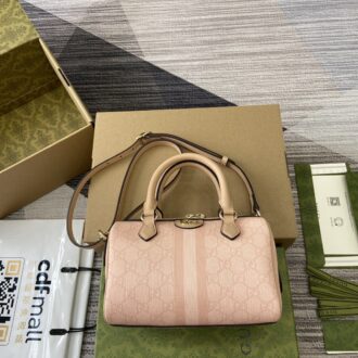 Gucci Ophidia series mini handbag Model:772053. Size: 14 (length) x 21.5 (width) x 11.5cm (thickness) Color: gray pink/pvc.