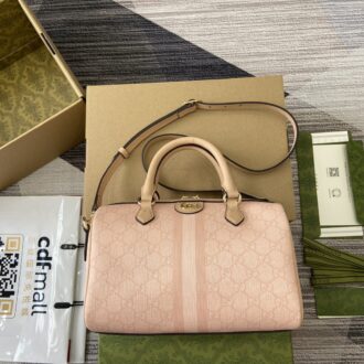 Gucci Ophidia series mini handbag Model:772061. Size: 17.5 (length) x 26.5 (width) x 14cm (thickness) Color: gray pink/pvc