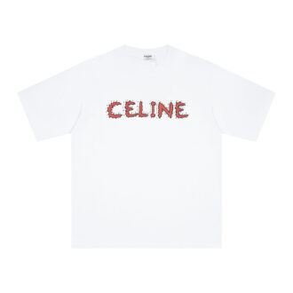 Brand: CELINE Studded Letter Print Basic T-Shirt Made from thick plain-weave cotton Model Number: MLAM011