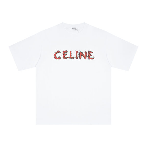 Brand: CELINE Studded Letter Print Basic T-Shirt Made from thick plain-weave cotton Model Number: MLAM011