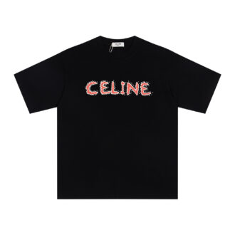 Brand: CELINE Studded Letter Print Basic T-Shirt Made from thick plain-weave cotton Model Number: MLAM011