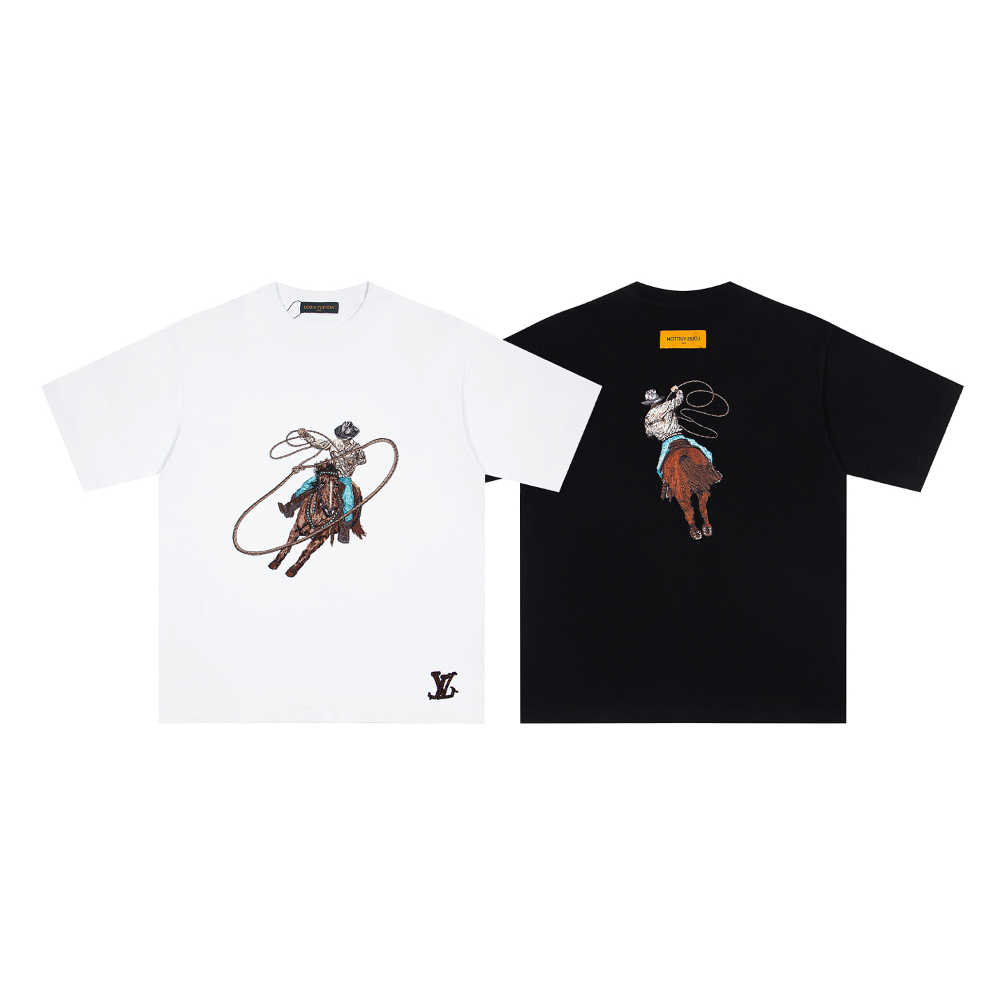 Louis Vuitton / Western Cowboy Heavy Embroidery Short Sleeve T-shirt - Image 9