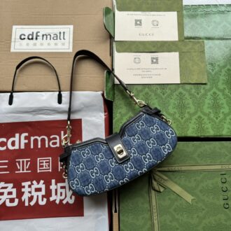 Gucci Gucci Moon Side series mini shoulder bag weight: about 0.5 kg. Model:786015. Size: 12 (L) x 24 (W) x 5 cm (D) Color: Blue/Denim Canvas.